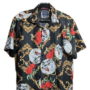 Silver Stone Collection Mens 2XL Modern Fit Black Floral Shirt